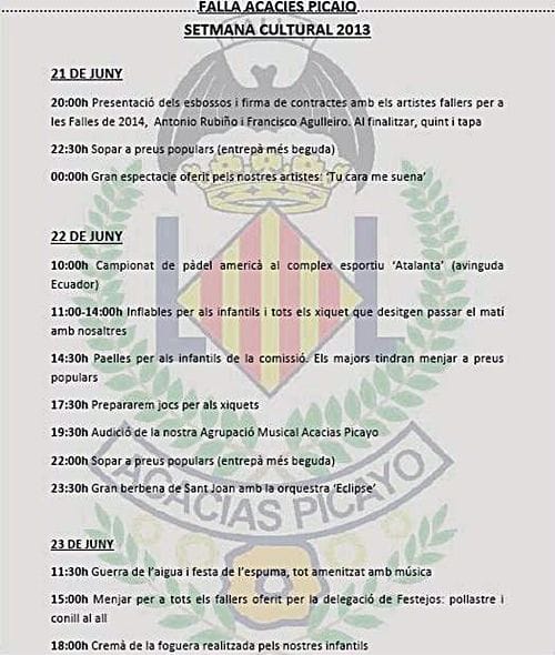 Semana cultural de la Falla Acacias-Picayo