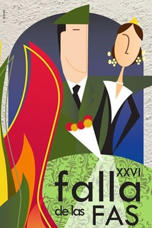 Militar y fallera, en el cartel de la Falla FAS