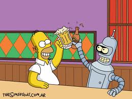 Homer y Bender tomando cerveza