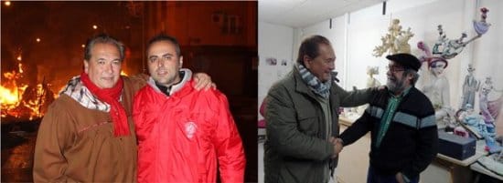 Carlos Carsí y Julio Monterrubio, artistas de Duque de Gaeta-Puebla de Farnals, con Marcos Soriano