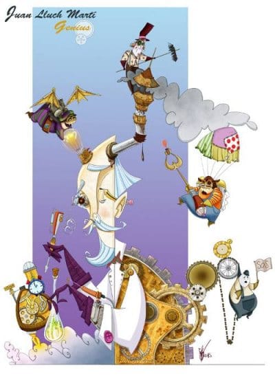 Boceto de la falla infantil de Rubén Darío-Fray Luis Colomer 2016