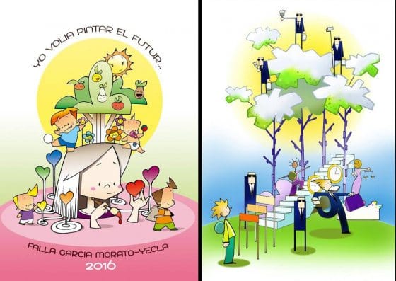 Bocetos de las fallas de García Morato-Yecla 2016