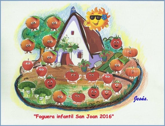 Boceto de la hoguera infantil para San Juan de la Falla Tomasos (2016)