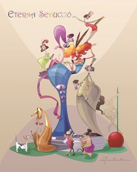Falla L'Antiga de Campanar 2017. Lema: "Eterna seducció". Artista: Julio Monterrubio.