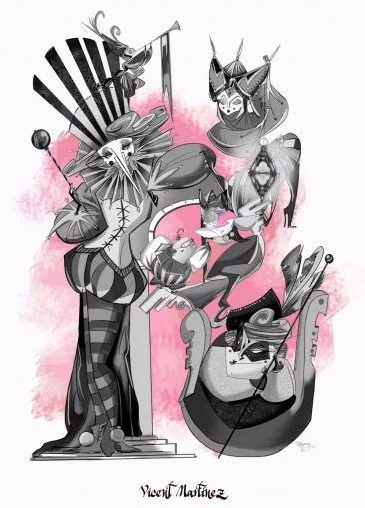 Falla San Vicente-Periodista Azzati 2017. Lema: "Patomima & Celestina sempre han fet bona rima". Artista: Vicente Martínez Aparici.