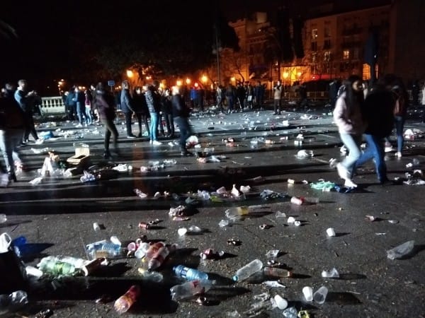 Restos de botellón en la Crida de 2019