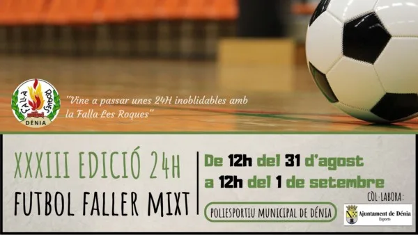 Cartel de fútbol fallero mixto 24 h (Falla Les Roques, Dénia)