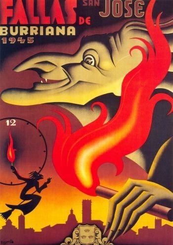 Cartel de las Fallas de Burriana de 1945