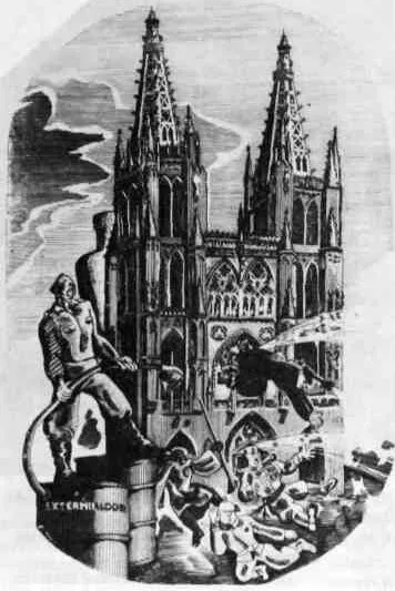 Boceto de la falla republicana de 1937, de lema "La catedral"
