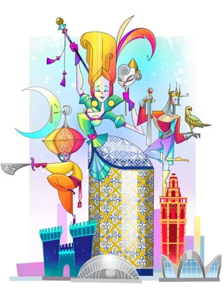 Boceto de la falla grande de Corretgeria-Bany dels Pavesos 2022