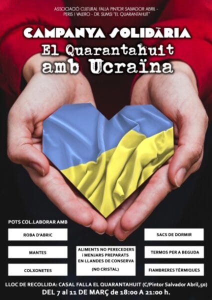 Cartel de solidaridad con Ucrania de la Falla El Quarantahuit