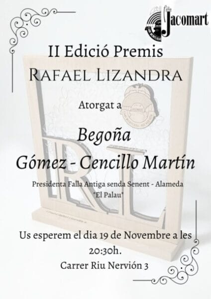 Cartel del II premio Rafael Lizandra (Falla Jacomart)