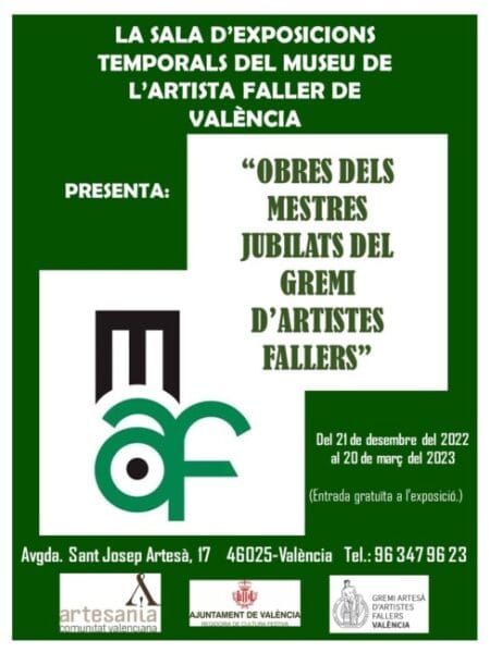 Cartel de la exposición "Obres dels mestres jubilats del Gremi d'Artistes Fallers"