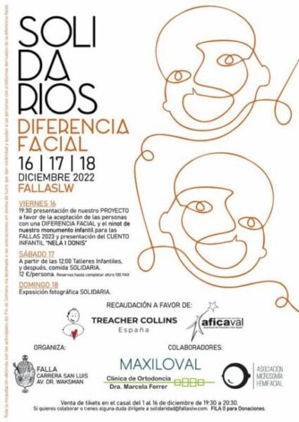 Cartel de la jornada solidaria de diferencia facial de la Falla Carrera de San Luis-Dr. Waksman