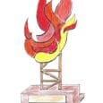Boceto del premio "Flama solidaria", creado por la Falla Vicente Sancho Tello-Chile