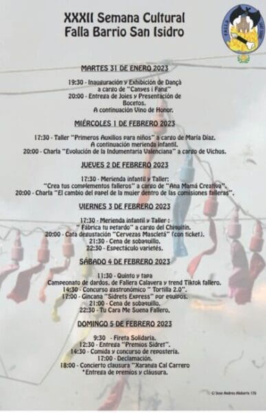 Cartel de la semana cultural de San Isidro 2023