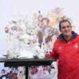 Paco Torres con la maqueta de la falla del Pilar 2023