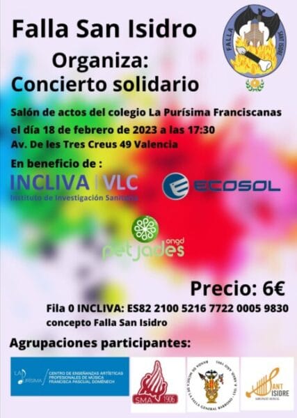 Cartel del concierto solidario con Incliva de la Falla San Isidro