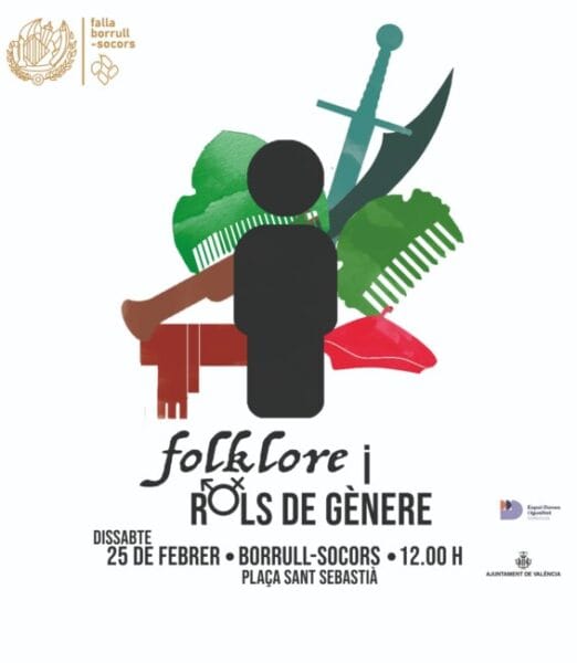 Cartel de las jornadas "Folklore i rols de gènere" de la Falla Borrull - Socors