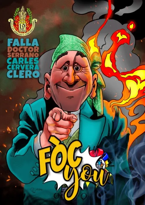 Portada del llibret de la Falla del Clero de 2023, de José Luis y Penélope Aguilar.