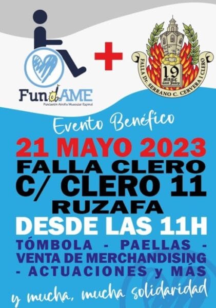 Cartel del acto solidario de la Falla El Clero con FUNDAME