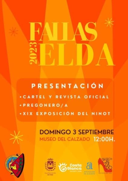 Cartel de actos previos de las Fallas de Elda 2023