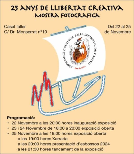 Cartel de la exposición "25 anys de llibertat creativa" (Falla Lepanto-Guillem de Castro)