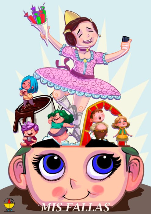Boceto de la falla infantil de Rubén Darío - Fray Luis Colomer 2024