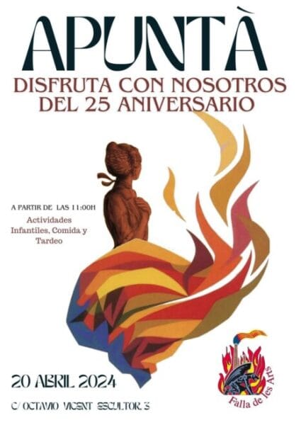 Cartel de la apuntà del 25 aniversario de la Falla Alameda - Av. Francia