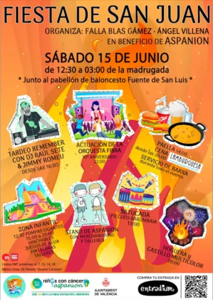 Cartel de la fiesta de San Juan solidaria de la Falla Blas Gámez