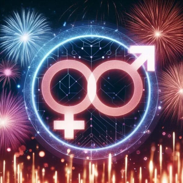 Hombre y mujeres en Fallas, pirotecnia