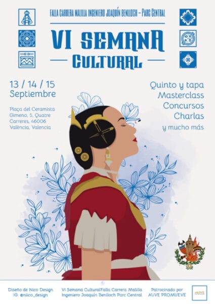 Cartel de la semana cultural de la Falla Carrera de Malilla - Ingeniero J. Benlloch