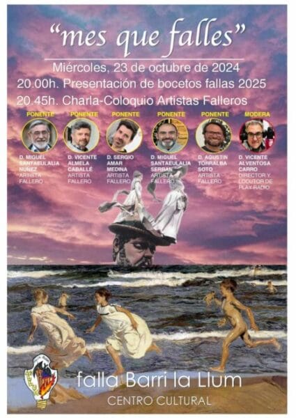 Cartel del coloquio de artistas de la Falla Barri La Llum