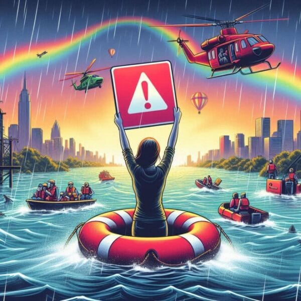 Ayuda por inundaciones (generado por IA de Bing)