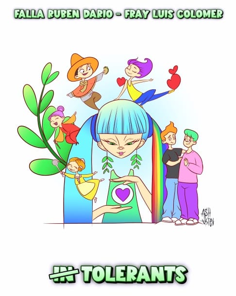 Boceto de la falla infantil de Rubén Darío-Fray Luis Colomer 2025