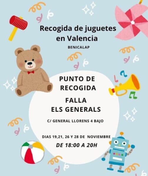 Cartel de recogida de juguetes (Falla Els Generals)