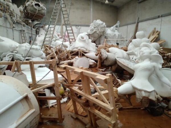 Taller de Vicente Herrando tras la DANA (foto del propio artista)