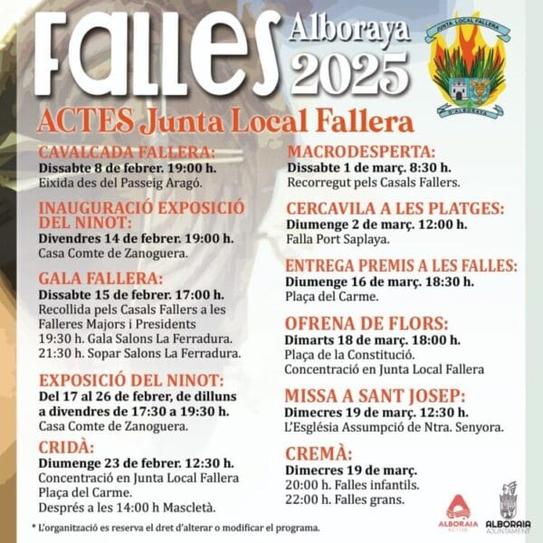 Programa de festejos Fallas de Alboraia 2025
