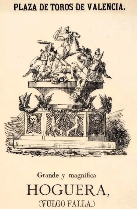 Boceto de falla más antiguo que se conoce (plaza de Toros, 1877)