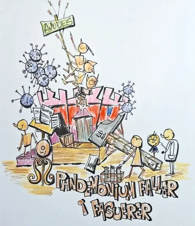 Boceto de la "faguera" de la Falla Sueca - Literato Azorín (2025)