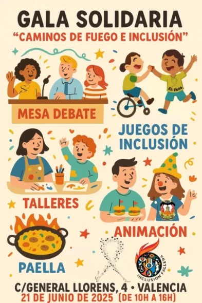 Cartel de la gala solidaria "Caminos de fuego e inclusión"