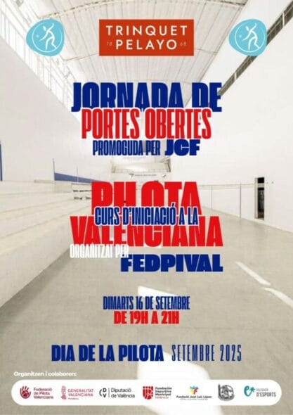Cartel de jornada de puertas abiertas de pilota valenciana