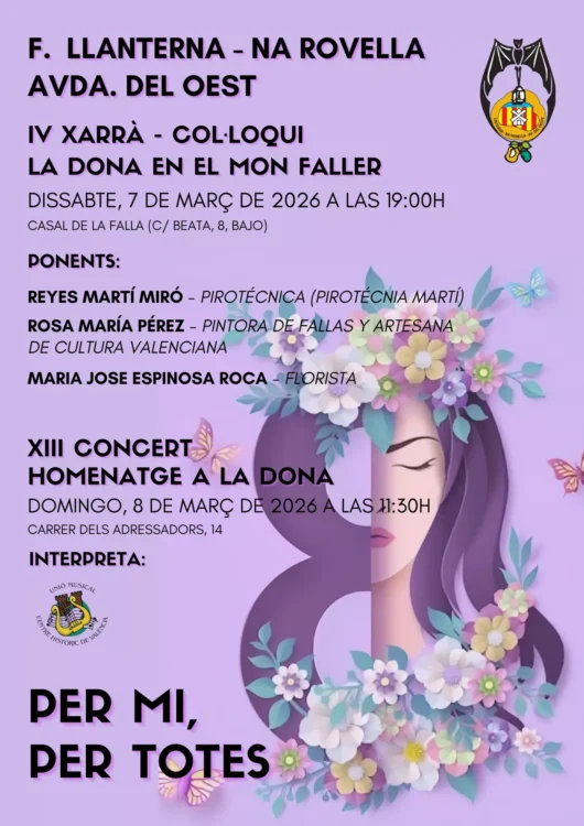 Cartel del homenaje a la mujer de la Falla Linterna-Na Robella
