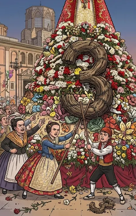 Conflicto por el tercer día de Ofrenda (imagen de IA)