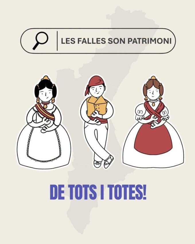 Cartel "Les Falles són patrimoni de tots i totes"
